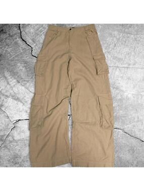 Mango tan cargo linen pants
